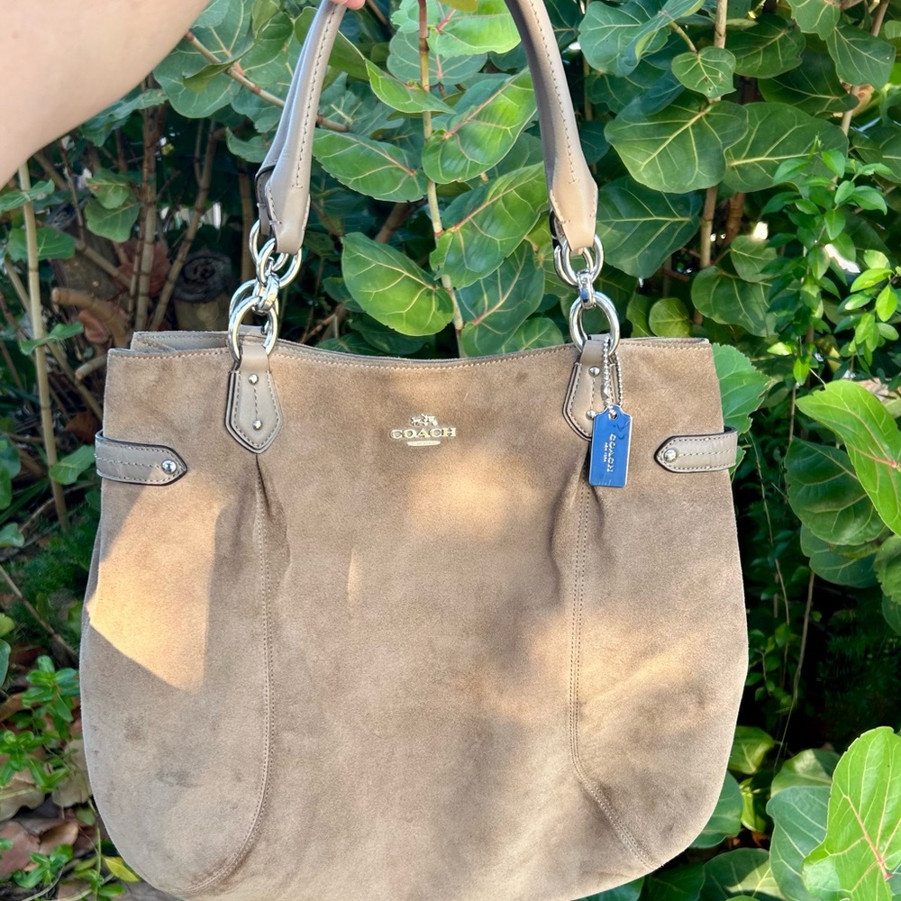 Coach Beige Suede Shoulder Bag